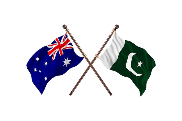 Australia versus Pakistan Flags Background