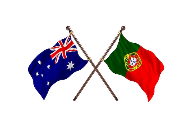 Australia versus Portugal Flags Background