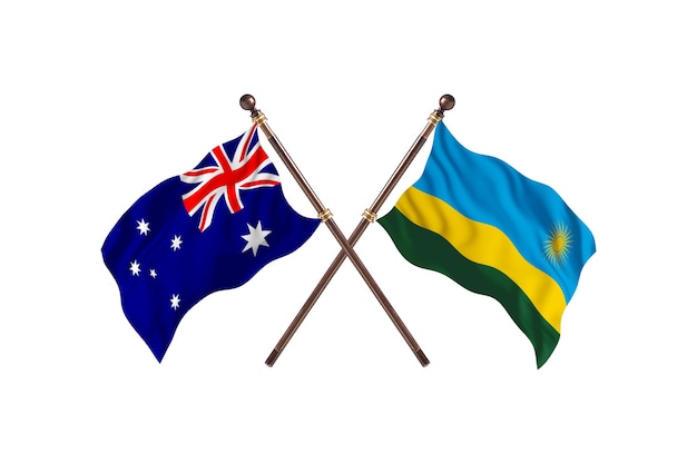 Australia versus Rwanda Flags Background