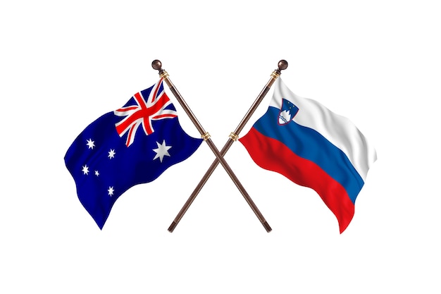 Australia versus Slovenia Flags Background