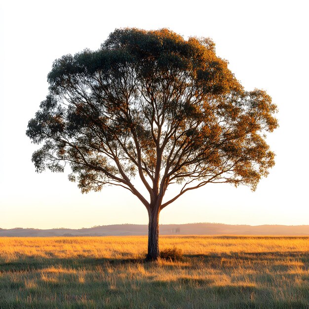 Photo australian sunset golden hour big gum tree orange clouds in the sky dusk australia maffra gippsland