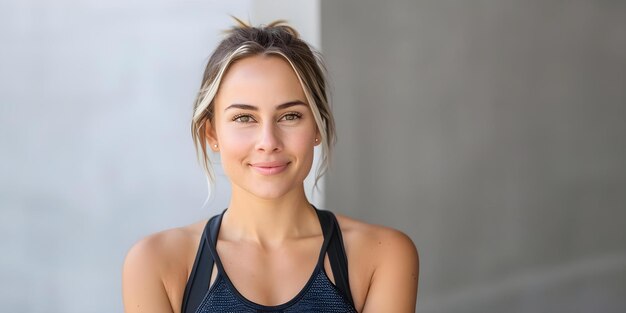 Australian woman in sports top posing for lifestyle photo Concept Lifestyle Photography Sports Top Australian Woman Outdoor Photoshoot Poses