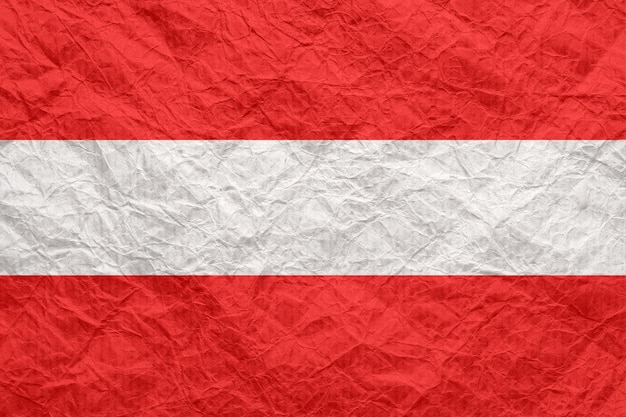 Austria flag on old crumpled craft paper Textured background wallpaper for design