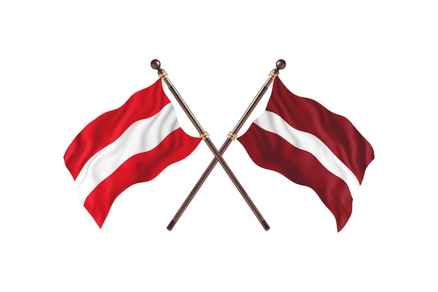 Austria versus Latvia Two Countries Flags Background