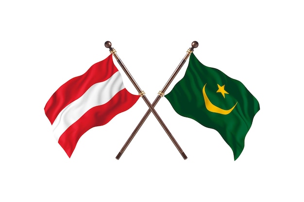 Austria versus Mauritania Two Countries Flags Background