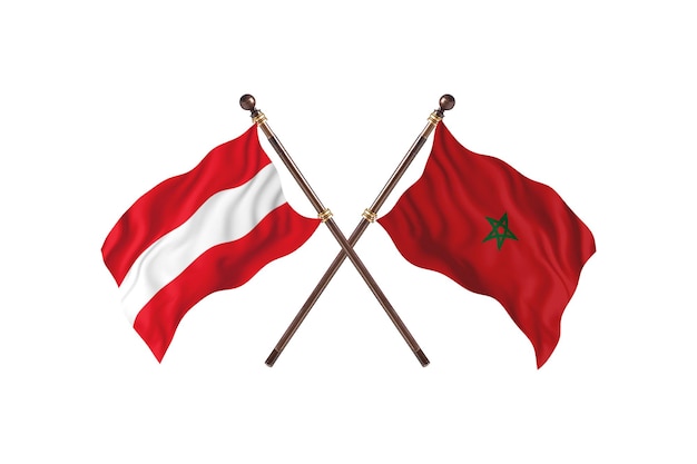 Austria versus Morocco Two Countries Flags Background