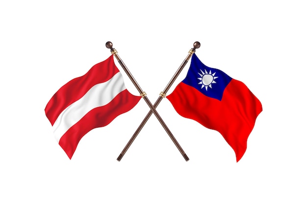 Austria versus Taiwan Two Countries Flags Background