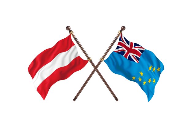 Austria versus Tuvalu Two Countries Flags Background