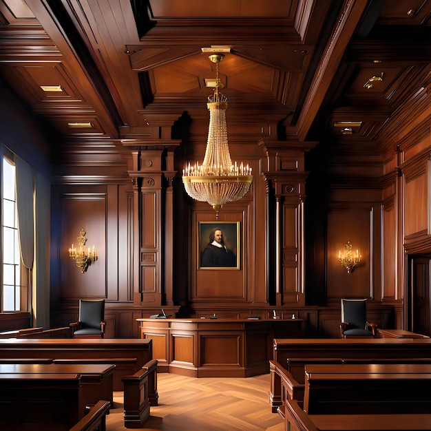 Authentic Courtroom Furniture with Wooden Details