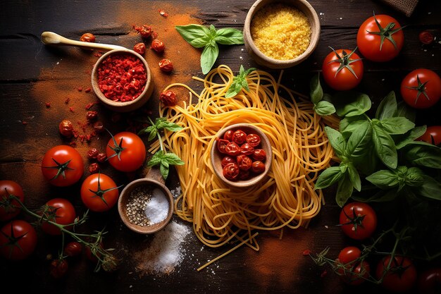 Authentic Italian Pasta Photography Top View