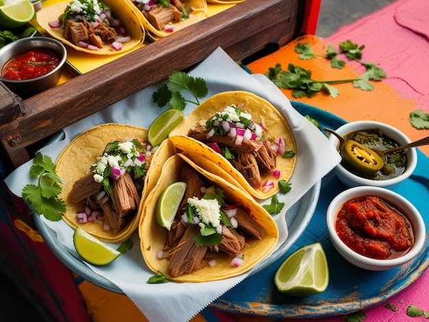 Authentic Mexican tacos food