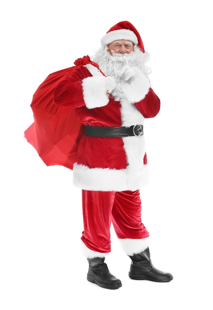 Authentic Santa Claus with big gift bag