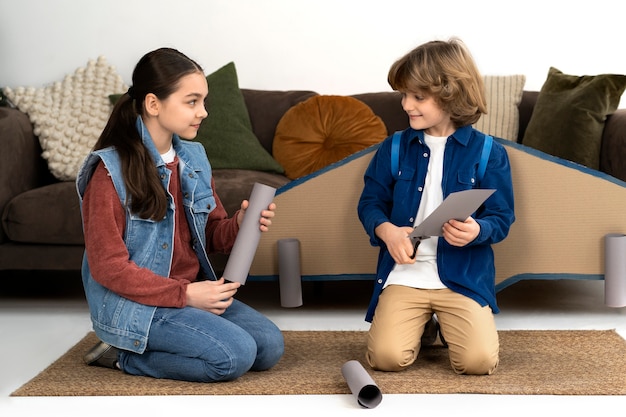 Photo authentic scene of kids playing