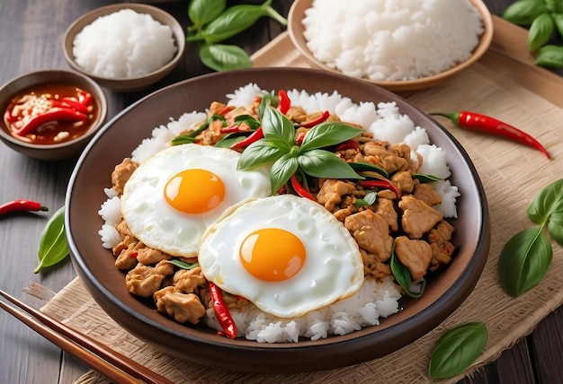 Authentic Thai Basil ChickenPad Kra Paowith Fried Egg