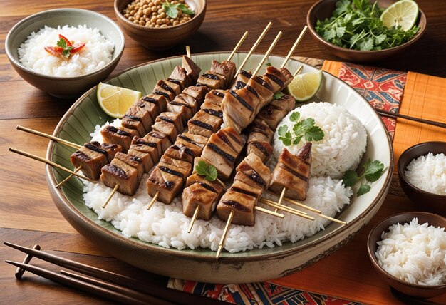 Authentic Thai Grilled Pork Moo Ping with Sticky Rice