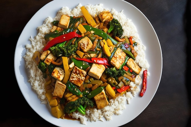 Authentic Tofu Stir Fry with Rice and Veggies