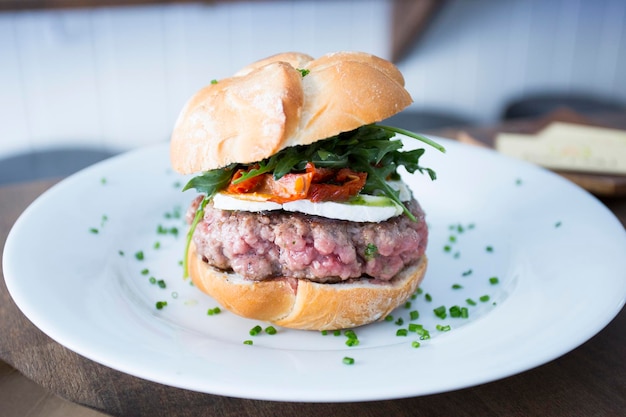 Authentic top quality American Burger with tomato