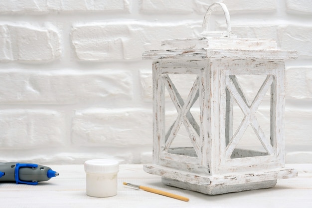 authentic white carton lantern for candle