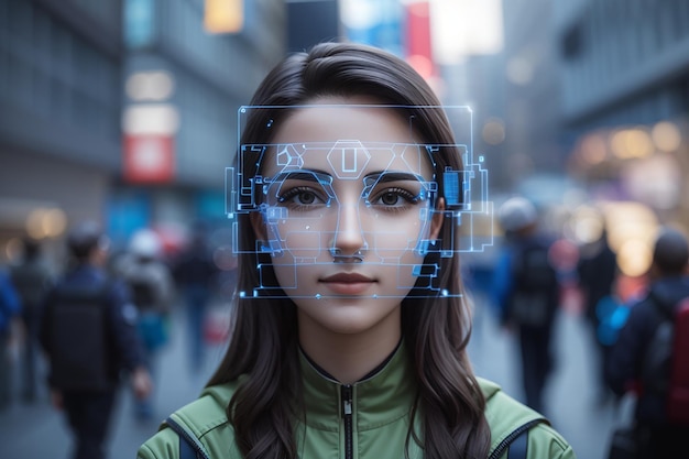 Authentication by facial recognition conceptBiometricSecurity systemfacial recognition technology