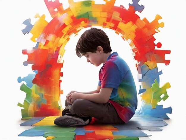 Autism day colorful background design best quality hyper realistic wallpaper image ai generated