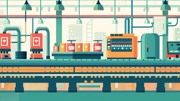 Automated Factory Production Line Illustration