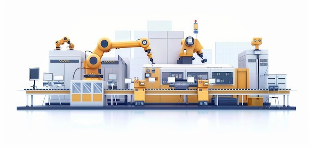 Photo automated robotic assembly line in a factory setting concepts automation industry 40 manufacturing robotics technology efficiency production engineering