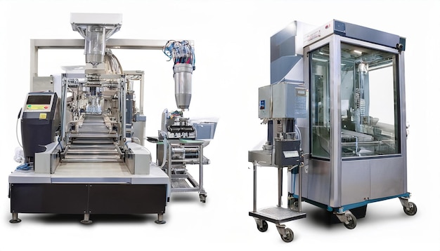 Photo automatic packaging machine with conveyor belt and enclosing chamber for food products