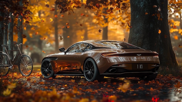 automobile model in the autumn forest