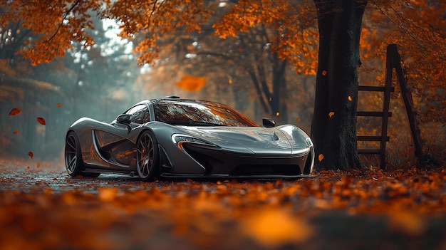 automobile model in the autumn forest