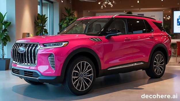 Photo automobile model is a pink color with a pink interior