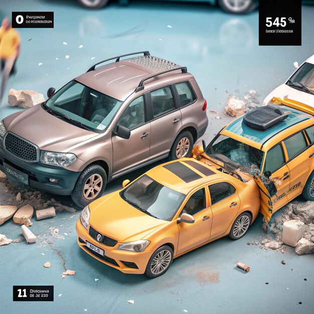 Photo automotive collision chaos highimpact crash scenarios