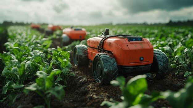 Autonomous AIdriven farming robots planting and harvesting crops with precision Robots using AI to maximize crop yields and reduce resource waste