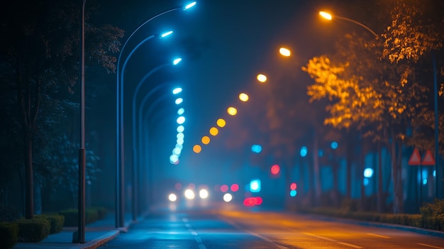 Photo autonomous aidriven smart streetlights illuminating based on human presence street lighting systems using ai to detect foot traffic and adjust brightness