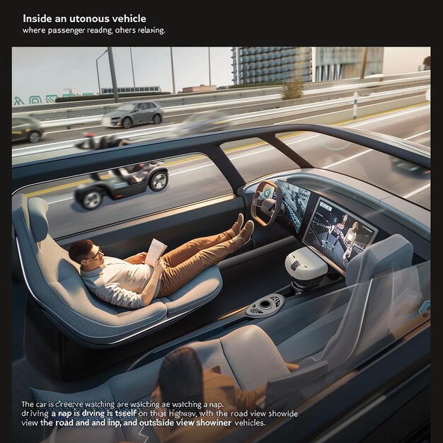 Autonomous Car Interior with Relaxed Passengers