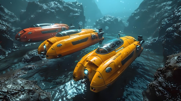 Photo autonomous underwater vehicle fleet for deep sea and discovery