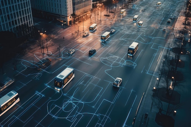 Autonomous Vehicle Navigates Busy City Streets Using Advanced Ai Generative AI