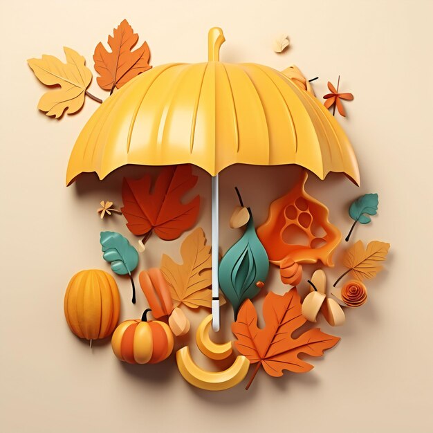 autumn 3d elements isolated for social media post