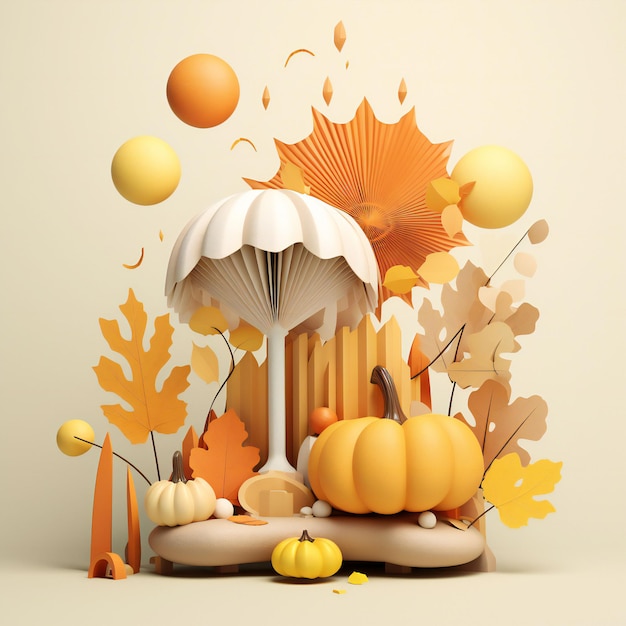 Photo autumn 3d elements isolated for social media post