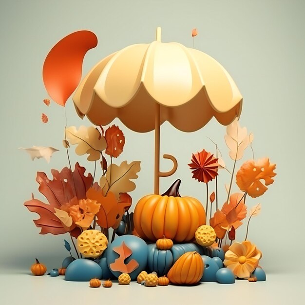 autumn 3d elements isolated for social media post