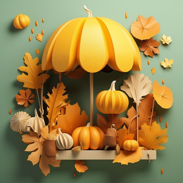 autumn 3d elements isolated for social media post