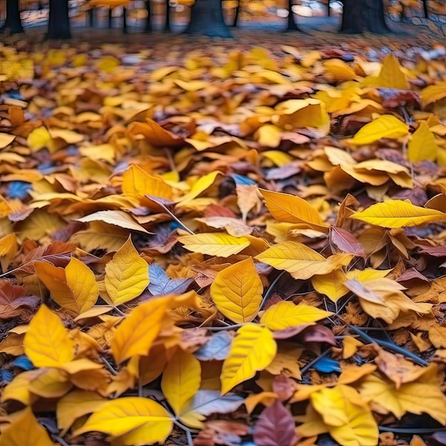 Autumn background autumn landscape with fallen leaves