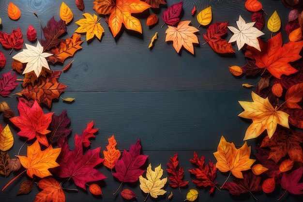 Autumn background banner with colorful mini leaves