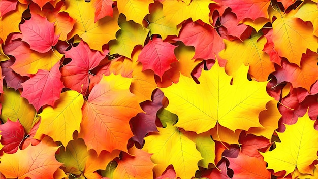 Autumn background from colorful leaves closeup