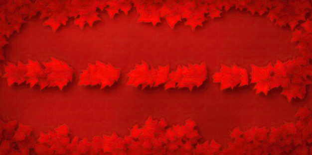 Autumn background from colorful red leaves close up Place for text