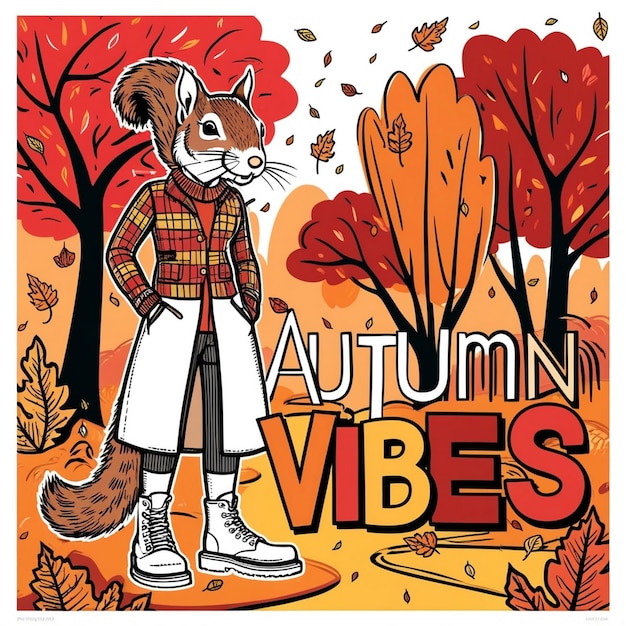 Photo autumn background in handdrawn style