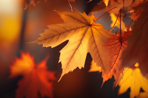 Autumn background maple fallen leaves Generated by Ai