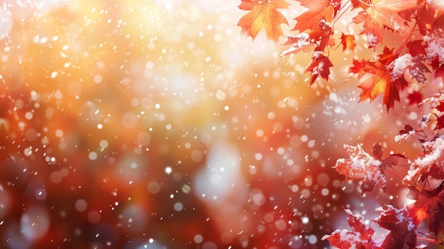 Photo autumn background with beautiful fall snow pattern