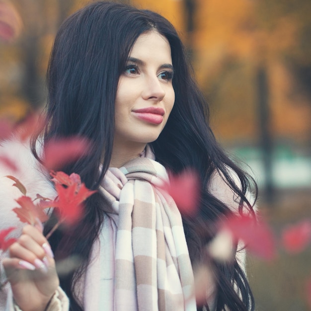 Autumn beauty Cute woman outdoors portrait