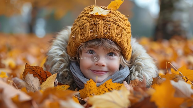 Autumn Bliss Happy Child Playing in Colorful Fallen Leaves with Canon EOS R6 35mm f18 Lens