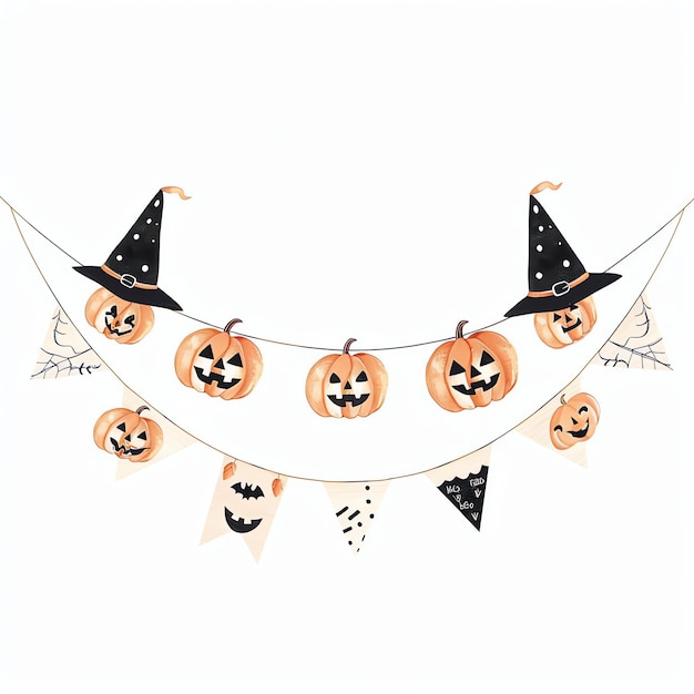 Photo autumn bunting with pumpkin decoration halloween illustration